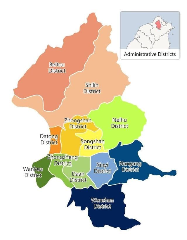 Mappa del distretto di Taipei