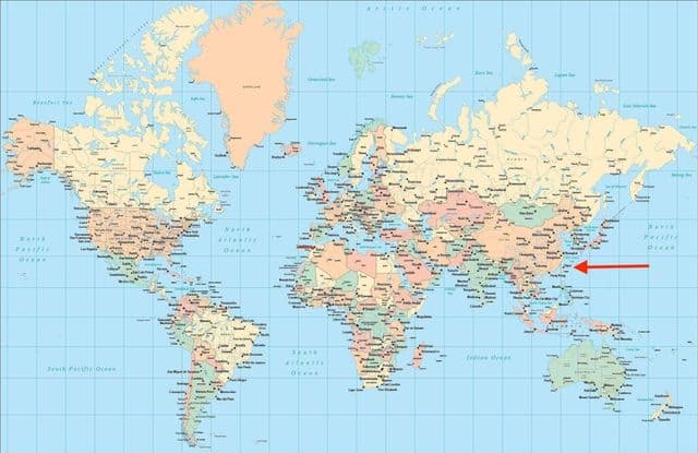 Posizione di Taipei sulla mappa del mondo