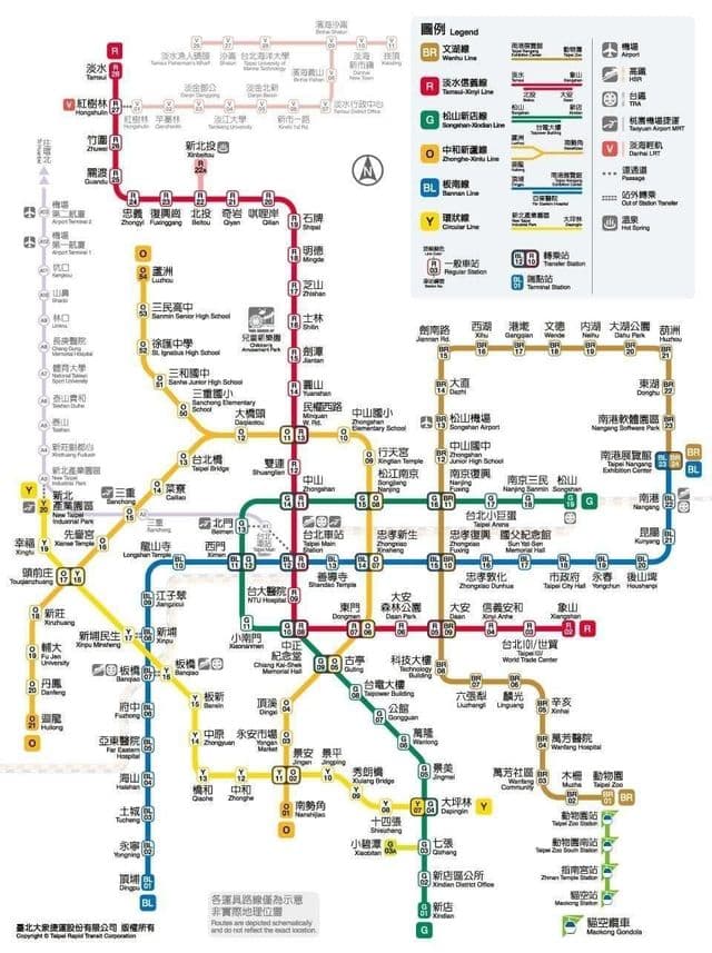 Mappa delle stazioni della metropolitana di Taipei