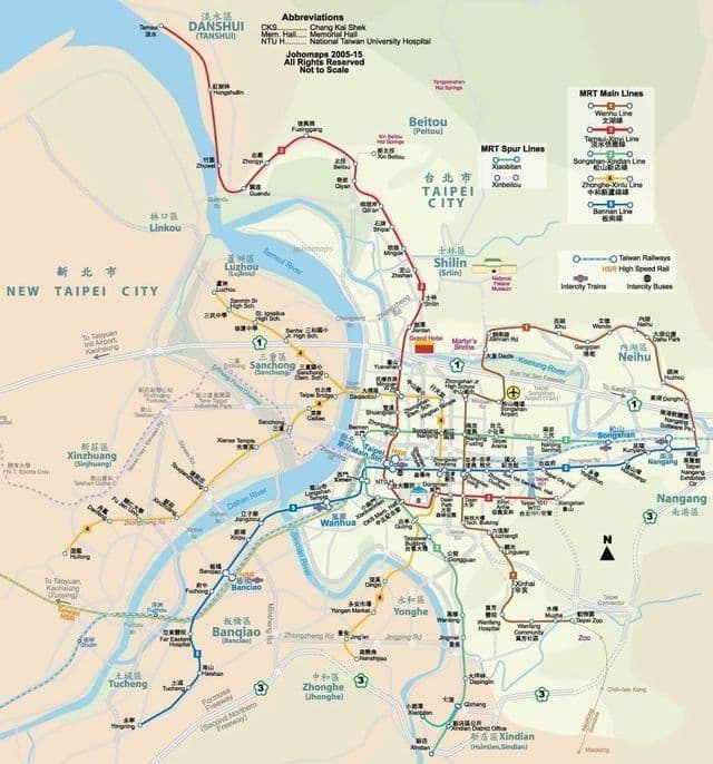 Mappa delle stazioni ferroviarie di Taipei
