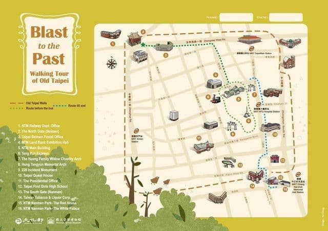 Mappa dei tour a piedi di Taipei
