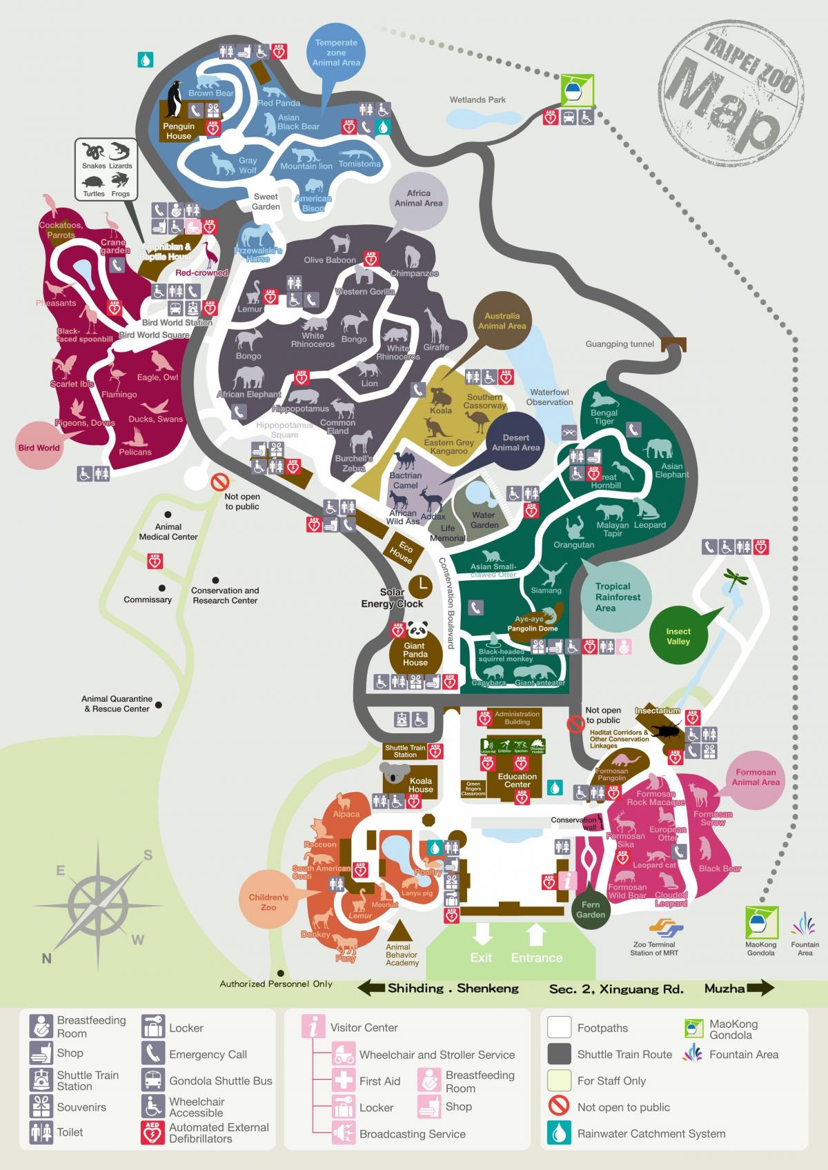 Mappa del parco dello zoo di Taipei