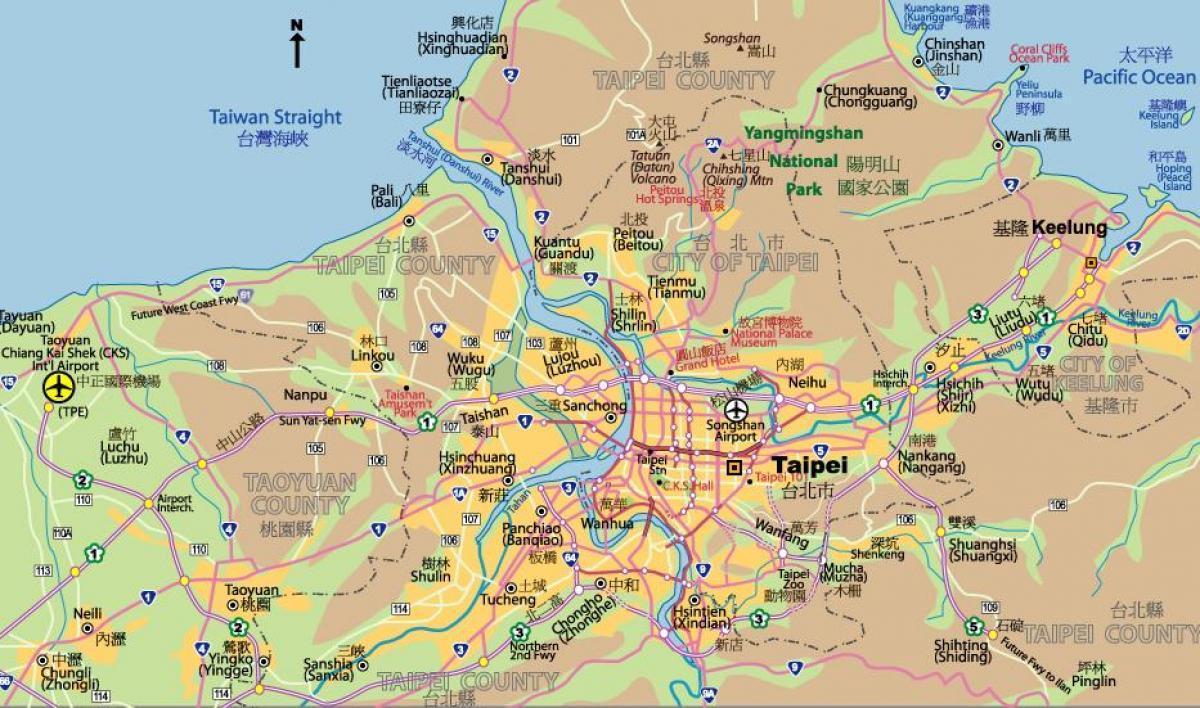 Mappa delle piste ciclabili di Taipei