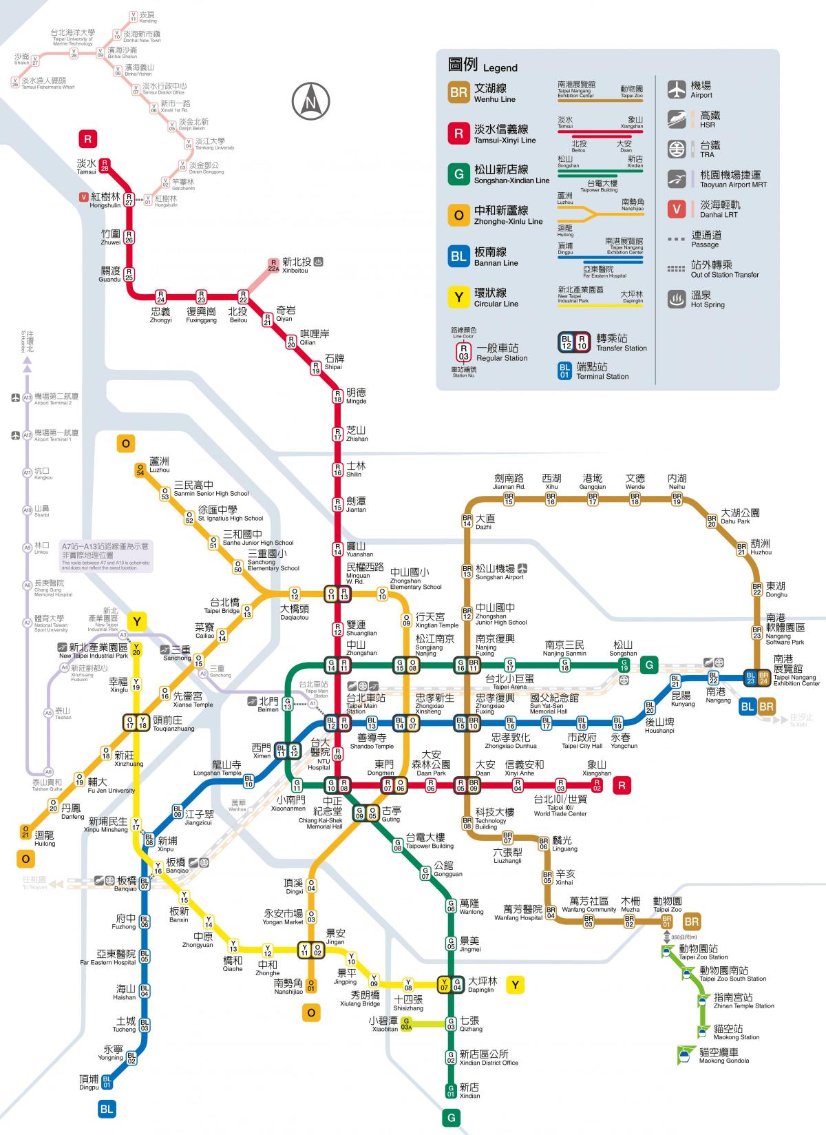 Mappa delle stazioni della metropolitana di Taipei